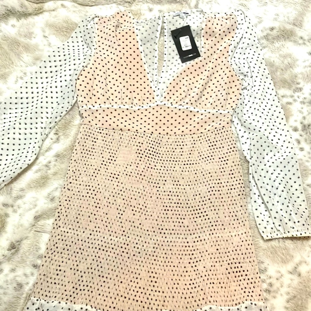 Brand new never worn fashion nova polka dot dress size large!
